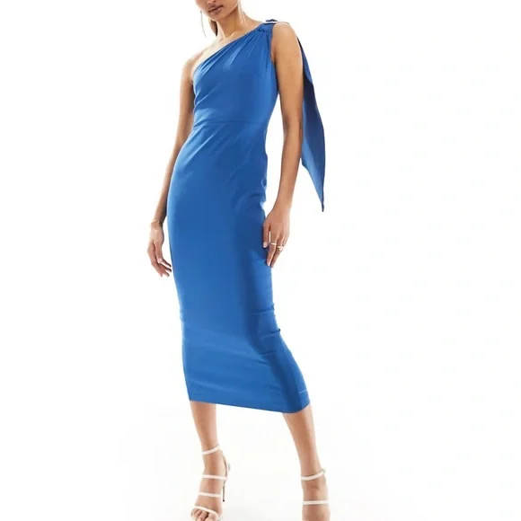 open lace back dress Vesper One-Shoulder Maxi Dress  honey